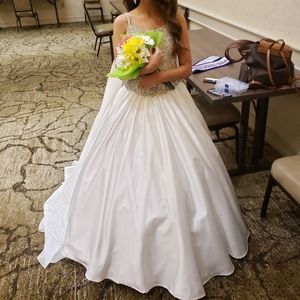 Size 12 14 Johnathan Kayne Pageant Dress White
